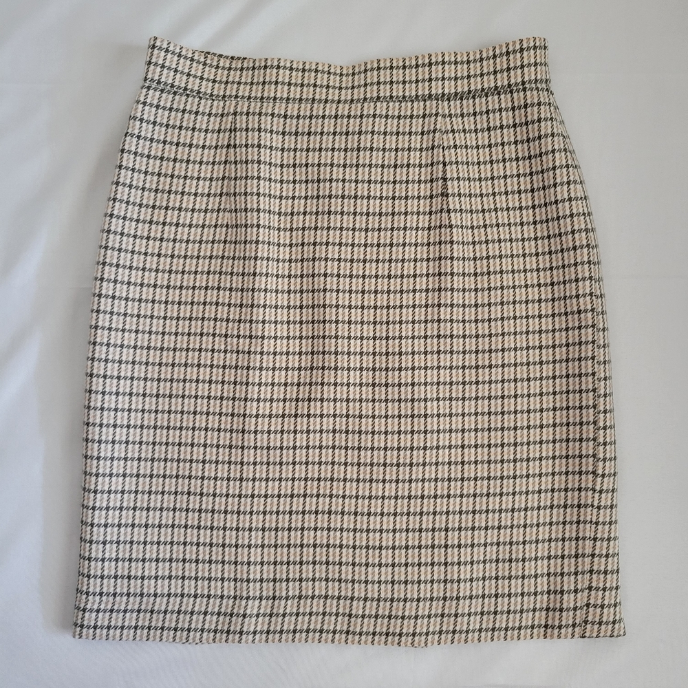 Yellow Plaid Pencil Wool Blend Skirt Size XS